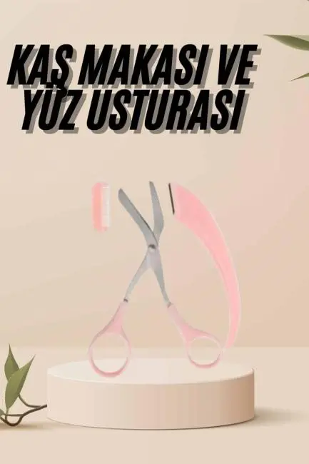 Kavisli Kaş Kirpik Düzeltici Bıyık Alma Taraklı Kaş Makası Yüz Bakım Seti Makas