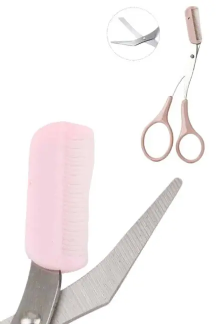 Kavisli Kaş Kirpik Düzeltici Bıyık Alma Taraklı Kaş Makası Yüz Bakım Seti Makas