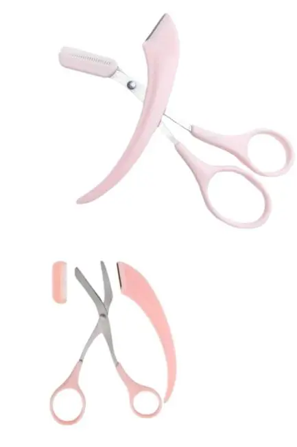 Kavisli Kaş Kirpik Düzeltici Bıyık Alma Taraklı Kaş Makası Yüz Bakım Seti Makas