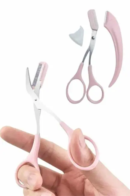 2'li Kaş Bakım Seti Taraklı Kaş Makası Ve Kaş Usturası Kaş Şekillendirici