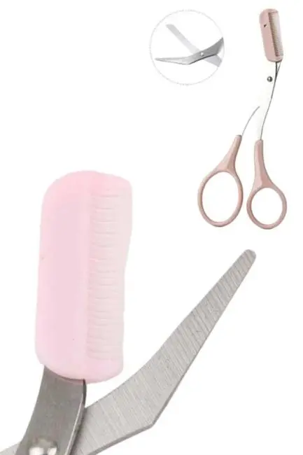 Kavisli Kaş Kirpik Düzeltici Bıyık Alma Taraklı Kaş Makası Yüz Bakım Seti Makas