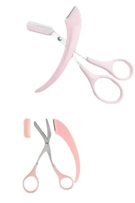 Kavisli Kaş Kirpik Düzeltici Bıyık Alma Taraklı Kaş Makası Yüz Bakım Seti Makas