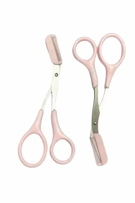 Kavisli Kaş Düzeltici Seti Kaş Makası ve Kaş Usturası Paslanmaz Çelik Bıçaklı