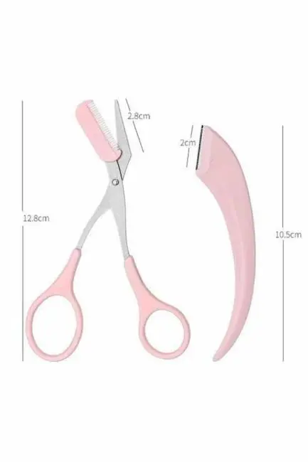 Kavisli Kaş Düzeltici Seti Kaş Makası ve Kaş Usturası Paslanmaz Çelik Bıçaklı