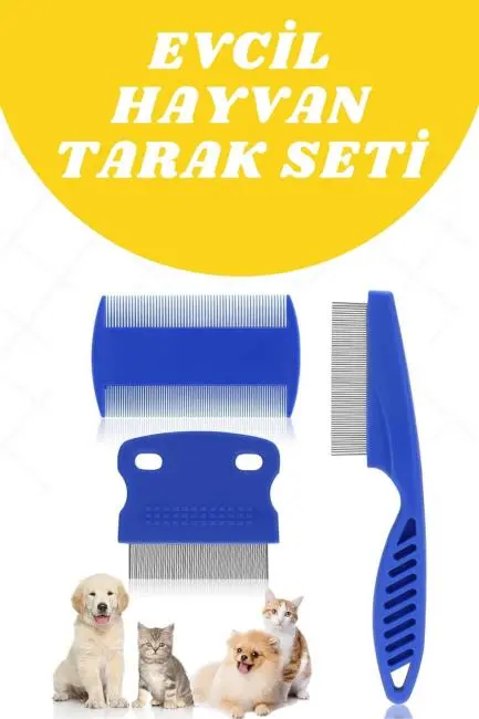 Evcil Hayvan Tarak Seti 4'lü Bit Tarağı Ked Köpek Tüyüne Uygun