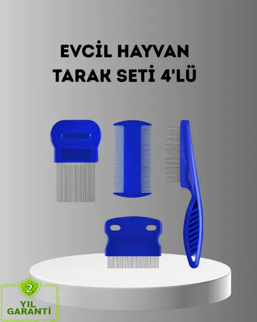 4’lü Kedi Köpek Tüy Temizleme Seti – Paslanmaz ÇelikErgonomik ve Uzun Ömürlü