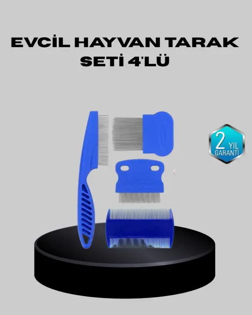 Evcil Hayvan Tüy Bakım Seti – 4’lü Paslanmaz Çelik ve Eco Plastik Kolay Temizlenebilir ve Dayanıklı