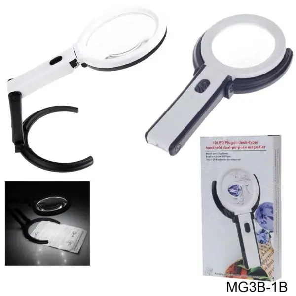 Ally Mg3b-1c 1.8x5x Çok Fonksiyonlu Standlı Led Işıklı Büyüteç-(5775)