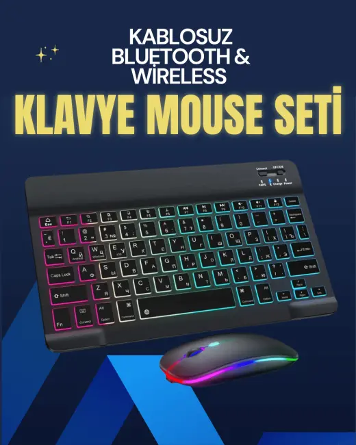 Şık ve Sessiz Tasarımlı Işıklı Klavye Mouse Seti – Şarjlı Wireless