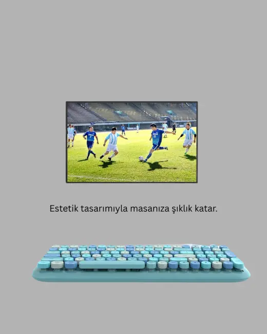 Kablosuz Retro Klavye ve Mouse Seti – 104 Tuşlu Sessiz Yazım