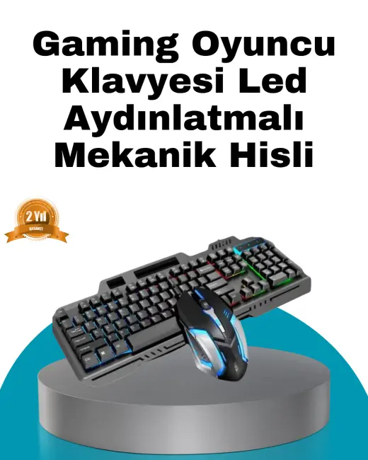 Mekanik Oyuncu Seti – LED Işıklandırma ve Ergonomik Mouse