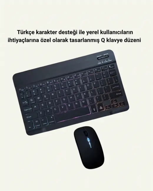 Şık ve Sessiz Tasarımlı Işıklı Klavye Mouse Seti – Şarjlı Wireless