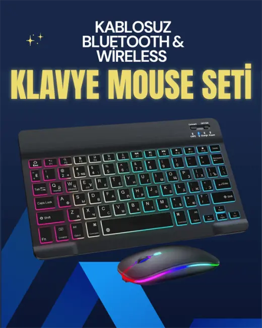 Şık ve Sessiz Tasarımlı Işıklı Klavye Mouse Seti – Şarjlı Wireless