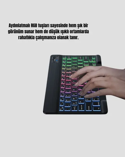 Aydınlatmalı Türkçe Q RGB Klavye Sessiz ve Dayanıklı Tuş Takımı