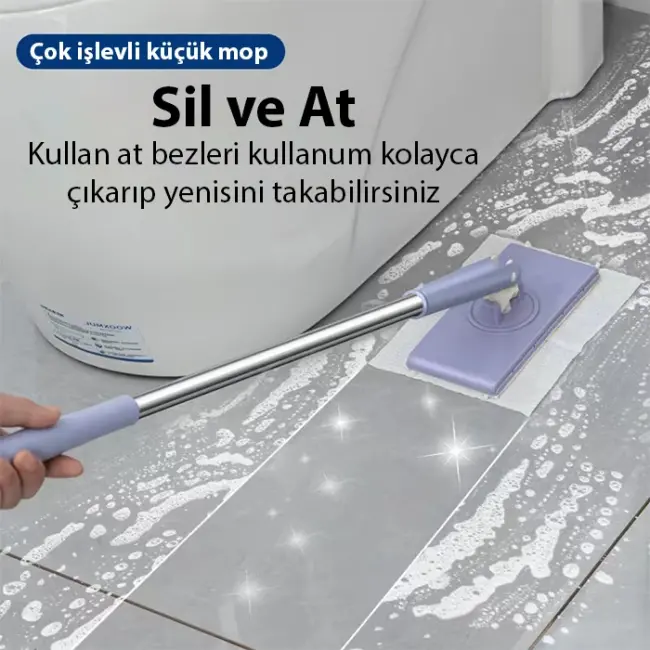 Ally Yüzey Temizlik Havlusu Kullan At Temizlik Bezi için Küçük Otomatik Mini Mop - 4Adet Bez Hediye-(5775)