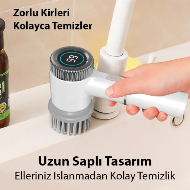 EZERE TurboBrush 5 Başlıklı Elektrikli Temizlik Fırçası-(5775)