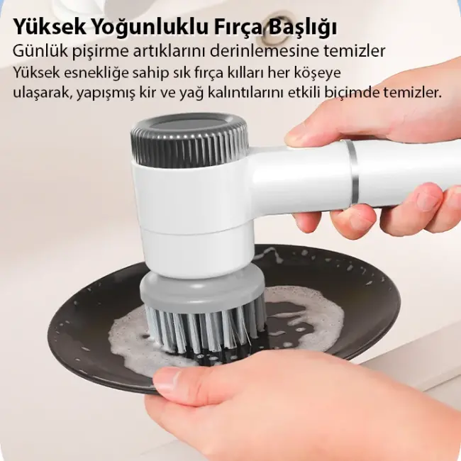 EZERE TurboBrush 5 Başlıklı Elektrikli Temizlik Fırçası-(5775)
