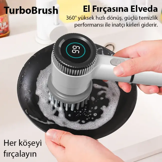 EZERE TurboBrush 5 Başlıklı Elektrikli Temizlik Fırçası-(5775)