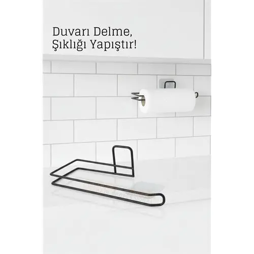 Yapışkanlı Kağıt Havluluk – Siyah Metal 25 x 7 cm