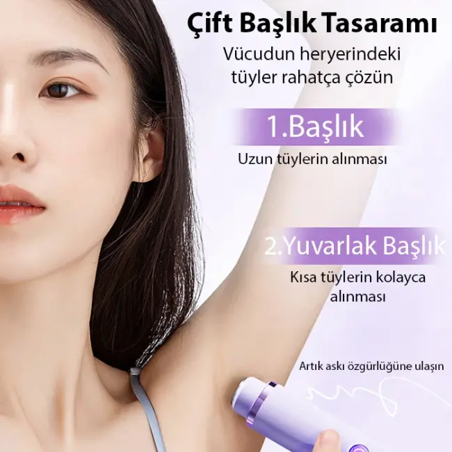 EZERE Koltuk Alti Burun Kas Killari Ve Özel Bölgeler Çift Basli Epilasyon Cihazi-(5775)