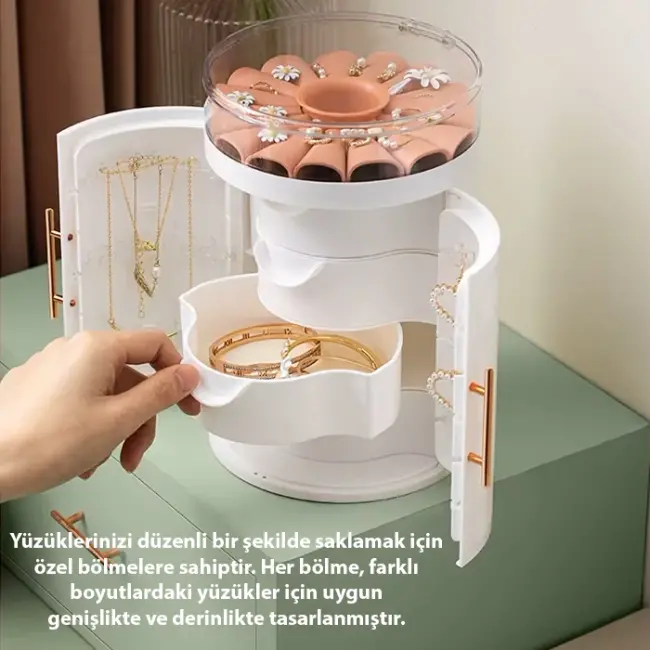 EZERE Takı-Yüzük-Küpe-Kolye Ve Aksesuar Düzenleyici Mücevher Organizeri Saklama Kutusu-(5775)