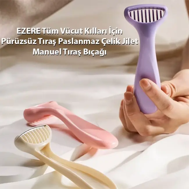 EZERE Tüm Vücut Kılları İçin Pürüzsüz Tıraş Paslanmaz Çelik Jilet Manuel Tıraş Bıçağı-(5775)