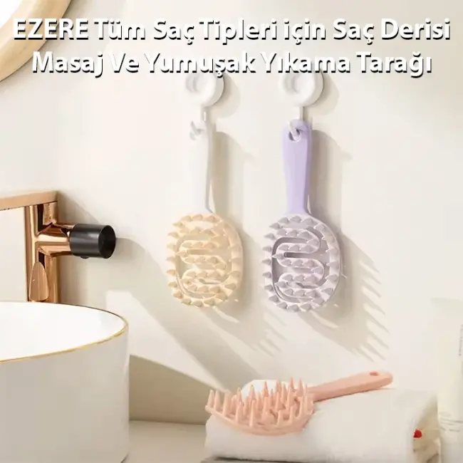 EZERE Tüm Saç Tipleri için Saç Derisi Masaj Ve Yumuşak Yıkama Tarağı-(5775)
