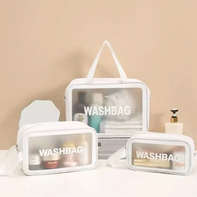 EZERE Su Geçirmez Premium Kalite Seyahat Makyaj Ve Kozmetik Çantası 3 Adet Set-(5775)