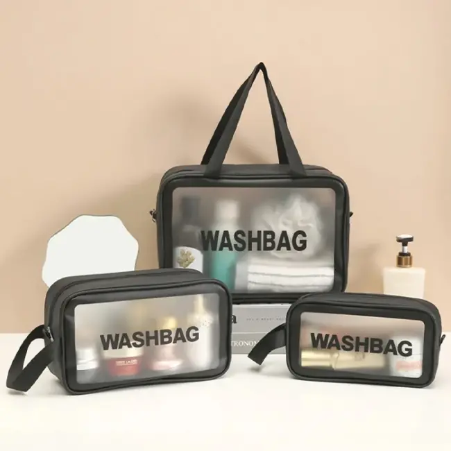 EZERE Su Geçirmez Premium Kalite Seyahat Makyaj Ve Kozmetik Çantası 3 Adet Set-(5775)