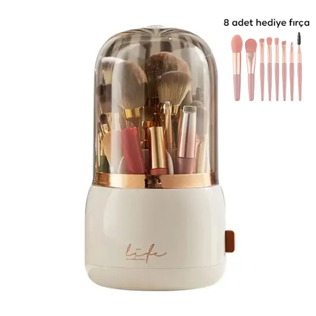 EZERE Toz Geçirmez Masaüstü Makyaj Fırçası Düzenleme Kutusu Organizer-(5775)