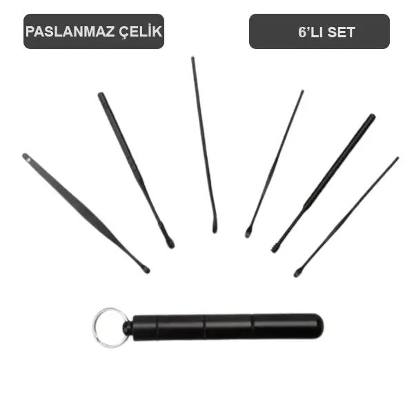 EZERE 6 Parça Spiral Kulak Temizleme Seti- Paslanmaz Çelik Temizleme Seti-(5775)