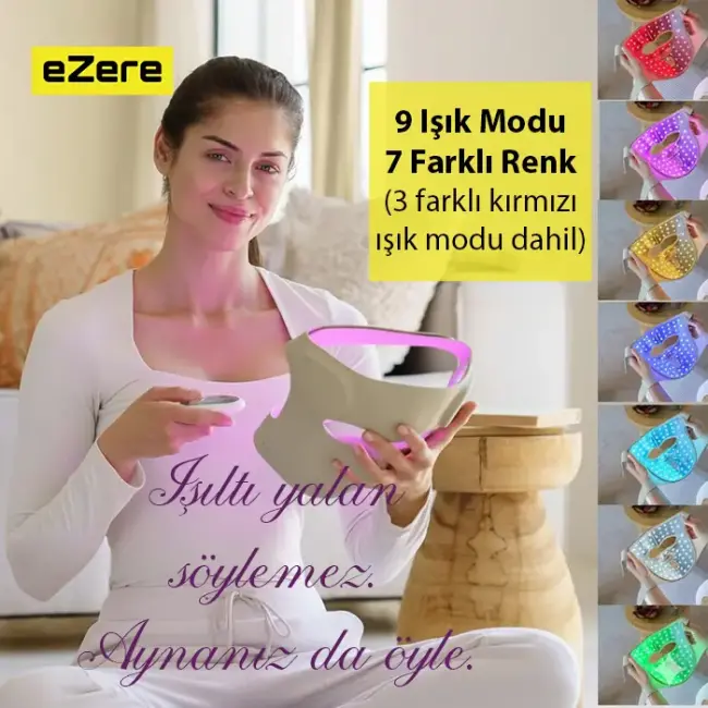 EZERE Yüz İçin Şarjlı 9 Modlu Kızılötesi & Kırmızı Işık Terapisi Maskesi – 480 Boncuklu LED Cilt Bakım Masajı Ev Tipi Işık Terapisi-(5775)