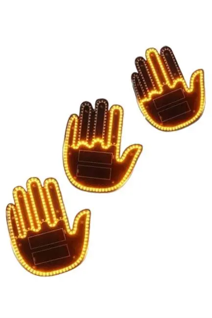 El Orta Parmak Led Kumandalı Araç İçi Reflektör Arka Cam El Simgesi