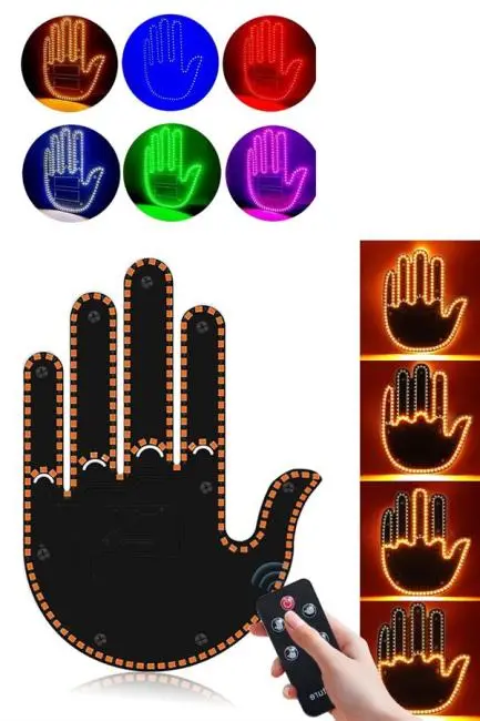 Pilli Led Işık Araç Camı İçin Uzaktan Kumandalı El Simgesi