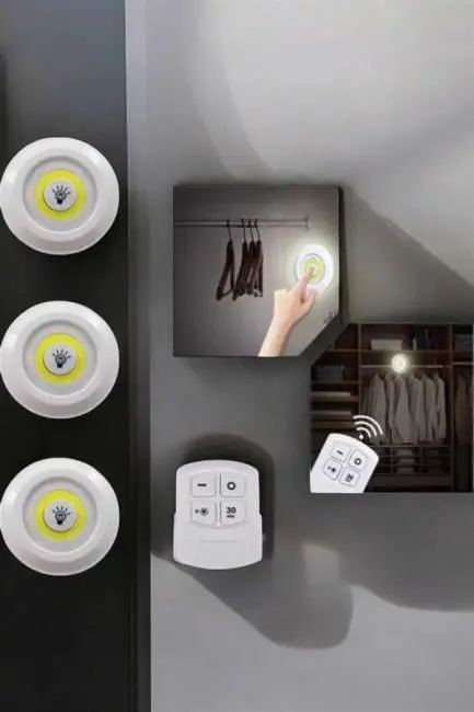 Spot Lamba Led Işık 3'lü Uzaktan Kumandalı Pilli Yapışkanlı Kablosuz