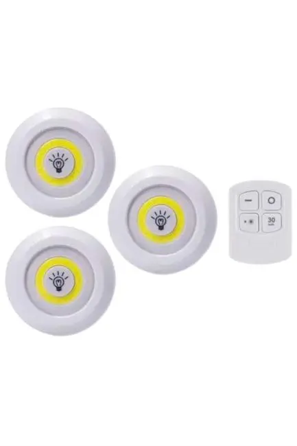 Led Lamba 3'lü Uzaktan Kumandalı Yapışkanlı
