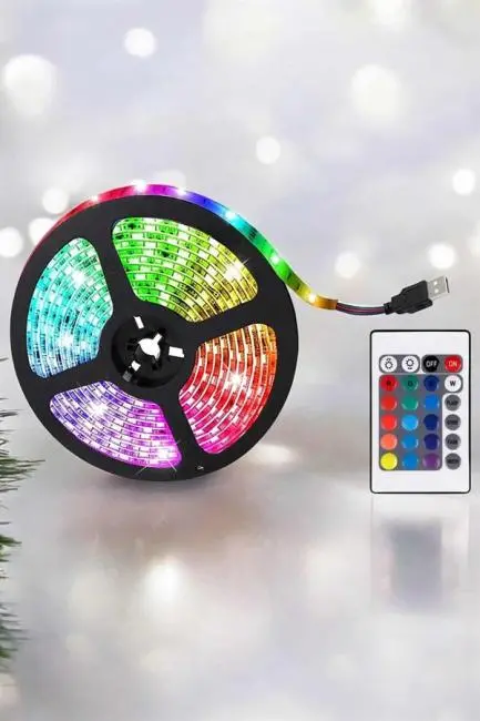 Yeni Nesil RGB Işıklı 10Metre Şerit Led Kumandalı Şarj Edilebilir