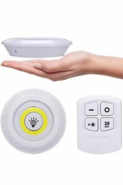 Yapışkanlı 3'lü Spot Led Işık Lamba Montajsız Pilli Uzaktan Kumandalı