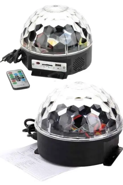 Küre Disko Topu Müzik Çalar Renkli Lazer Işıklı Bluetooth Disko Parti Işığı Kumandalı