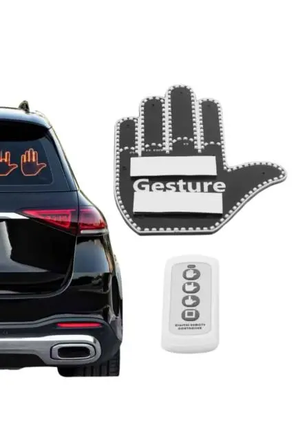 El Orta Parmak Led Kumandalı Araç İçi Reflektör Arka Cam El Simgesi