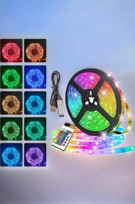 Yeni Nesil RGB Işıklı 10Metre Şerit Led Kumandalı Şarj Edilebilir