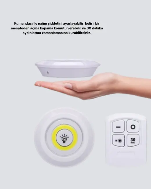 Kablosuz Gün Işığı 3’lü LED Spot Lamba Kumandalı