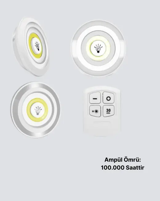 Kablosuz Gün Işığı 3’lü LED Spot Lamba Kumandalı