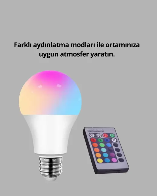 RGB Uzaktan Kumandalı LED Ampul 16 Renk A Kalite 2025 Model Orijinal