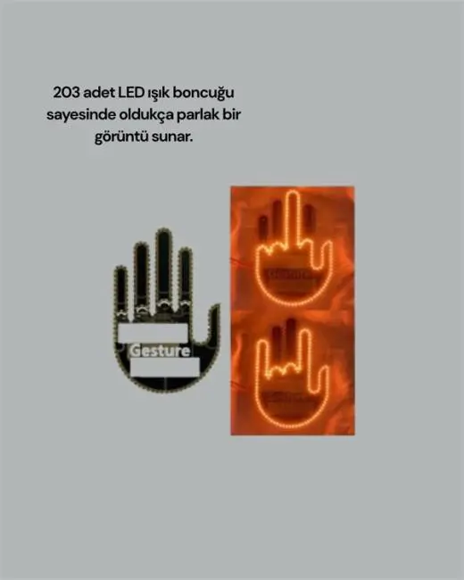 Kablosuz Kumandalı LED Jest Işığı – 3 Modlu Araba Arkası Mesaj Işığı 203 LED ile Yüksek Parlaklık