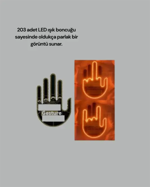 Kablosuz Kumandalı LED Jest Işığı – 3 Modlu Araba Arkası Mesaj Işığı 203 LED ile Yüksek Parlaklık