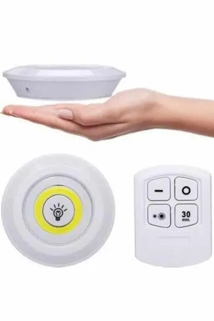 Yapışkanlı 3'lü Spot Led Işık Lamba Montajsız Pilli Uzaktan Kumandalı