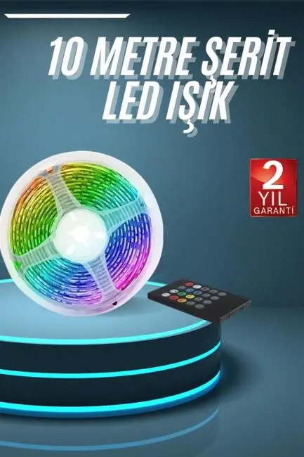 10M Şerit Led İç Mekan Renkli Rgb Şerit Led Kumandalı
