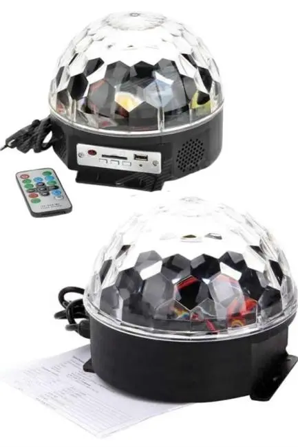 Küre Disko Topu Müzik Çalar Renkli Lazer Işıklı Bluetooth Disko Parti Işığı Kumandalı