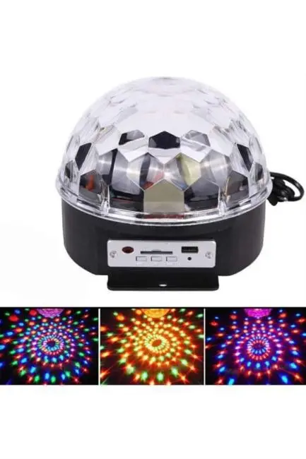 Led Işık Disko Topu Bluetooth Hoparlörlü USB Müzik Çalar Kumandalı